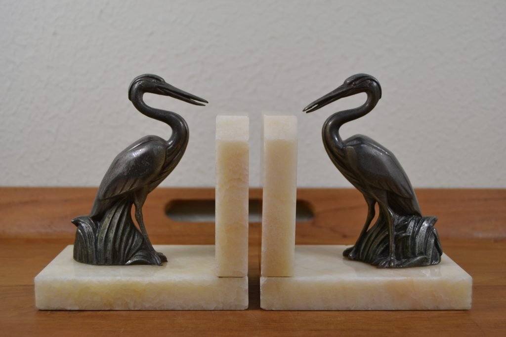art deco heron bird bookends Retro Station