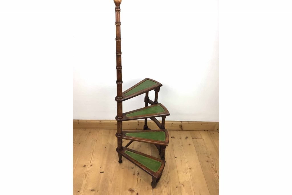 Library Step with Green Leather Steps, 1950s | Retro Station